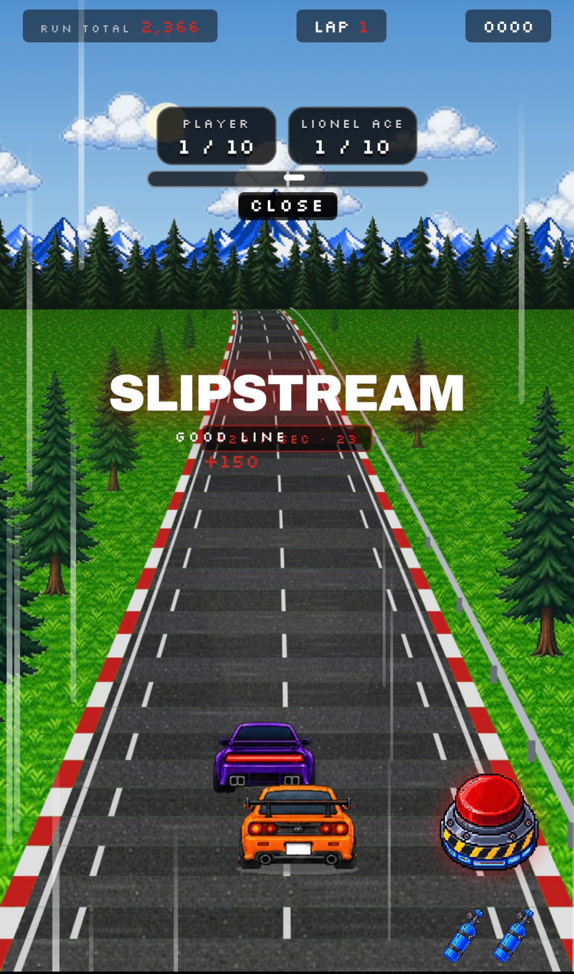 Track Trial circuit race showing a slipstream move